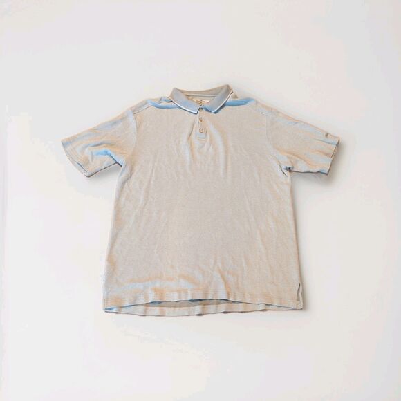 Tommy Bahama Polo Shirt Mens XXL Beige Silk Blend Short Sleeve Casual - Picture 1 of 7